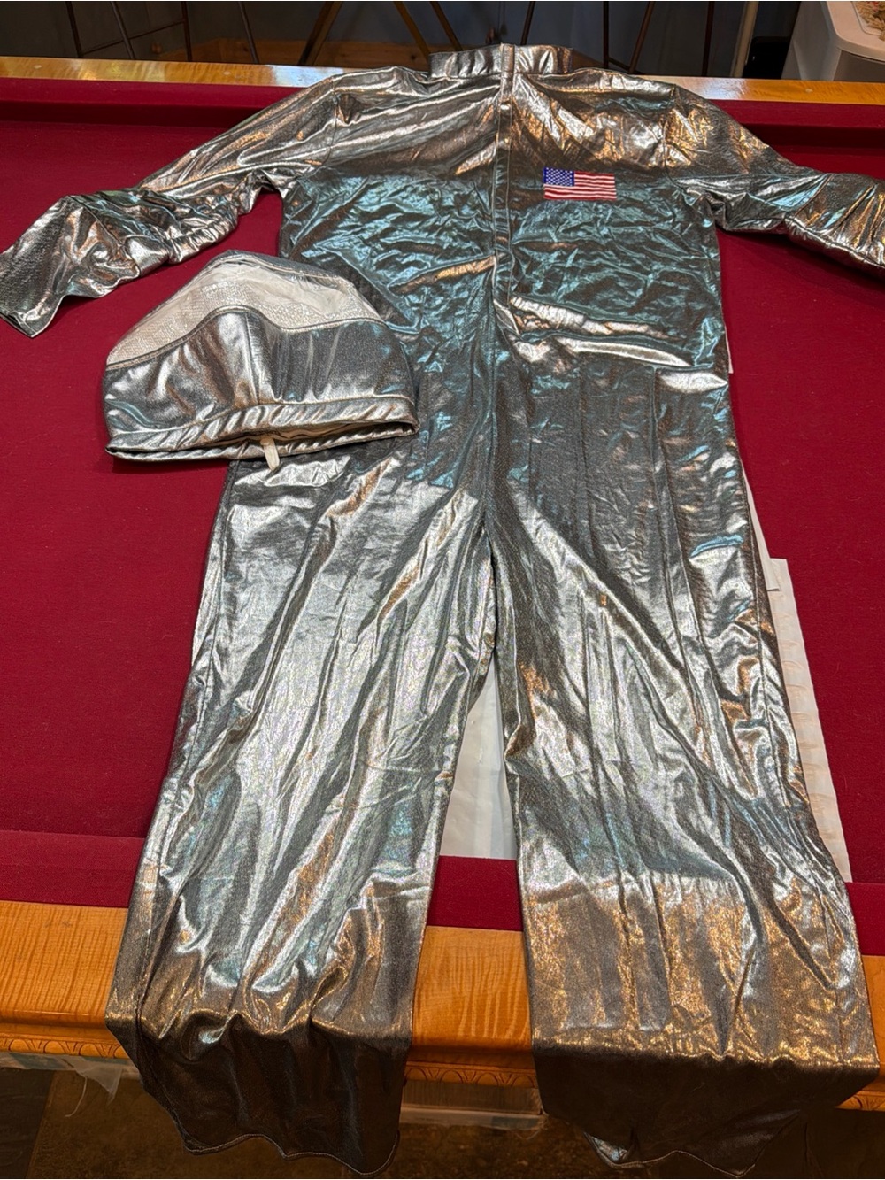 Astronaut SILVER METALLIC Costume Suit Helmet outfit Halloween Men's XL SIZE 54